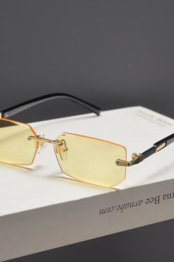 Trendy Retro Frameless Cut-Edge Sunglasses for Men and Women - Slimming Candy-Colored Design for Small Faces