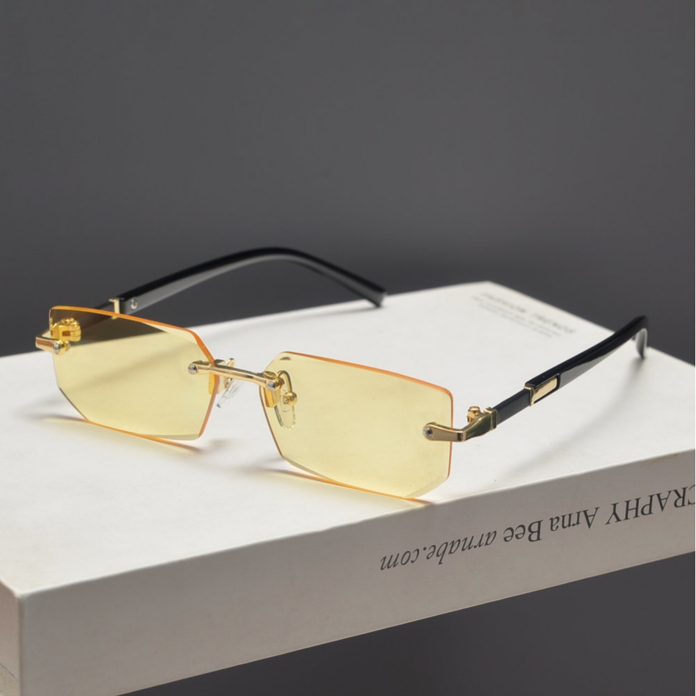 Trendy Retro Frameless Cut-Edge Sunglasses for Men and Women - Slimming Candy-Colored Design for Small Faces Trendy Retro Frameless Cut-Edge Sunglasses for Men and Women - Slimming Candy-Colored Design for Small Faces