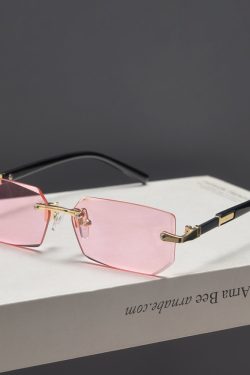Trendy Retro Frameless Cut-Edge Sunglasses for Men and Women - Slimming Candy-Colored Design for Small Faces