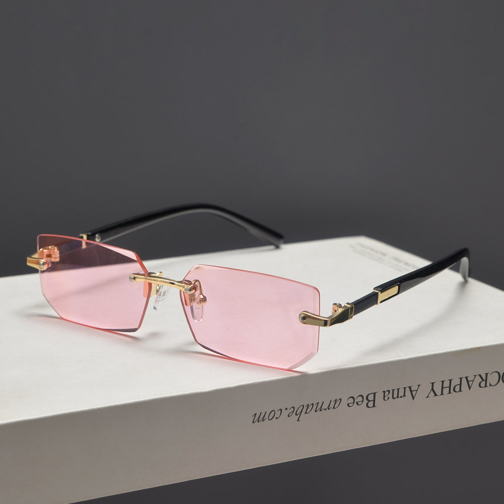 Trendy Retro Frameless Cut-Edge Sunglasses for Men and Women - Slimming Candy-Colored Design for Small Faces Trendy Retro Frameless Cut-Edge Sunglasses for Men and Women - Slimming Candy-Colored Design for Small Faces