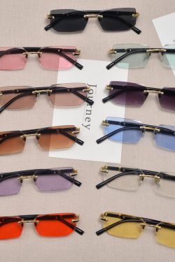 Trendy Retro Frameless Cut-Edge Sunglasses for Men and Women - Slimming Candy-Colored Design for Small Faces