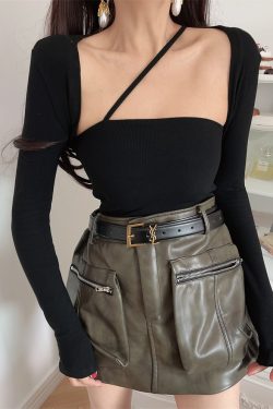 Trendy Retro Long Sleeve T-Shirt for Women - Sexy Spring/Summer Style, Perfect for Showcasing Curves, Y2K Inspired