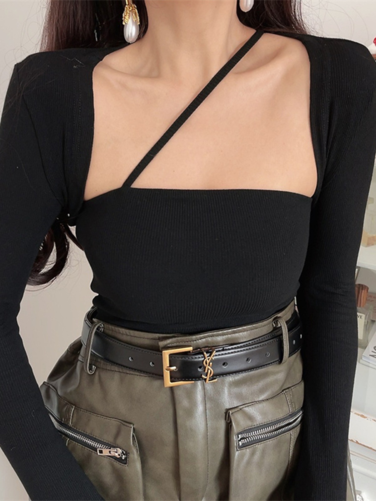 Trendy Retro Long Sleeve T-Shirt for Women - Sexy Spring/Summer Style, Perfect for Showcasing Curves, Y2K Inspired Trendy Retro Long Sleeve T-Shirt for Women - Sexy Spring/Summer Style, Perfect for Showcasing Curves, Y2K Inspired