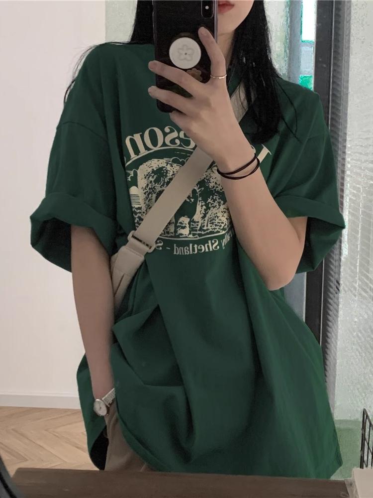 Trendy Retro Pure Cotton Short Sleeve T-Shirt for Men and Women, Plus Size, Loose Fit Hong Kong Style Couple Tee Trendy Retro Pure Cotton Short Sleeve T-Shirt for Men and Women, Plus Size, Loose Fit Hong Kong Style Couple Tee