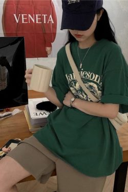 Trendy Retro Pure Cotton Short Sleeve T-Shirt for Men and Women, Plus Size, Loose Fit Hong Kong Style Couple Tee