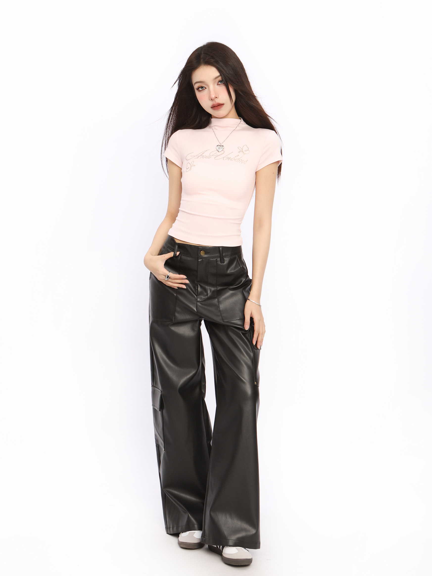 Trendy Rhinestone Letter Half-High Collar Short Sleeve T-Shirt for Women - Summer Slim Fit American Style Top Trendy Rhinestone Letter Half-High Collar Short Sleeve T-Shirt for Women - Summer Slim Fit American Style Top