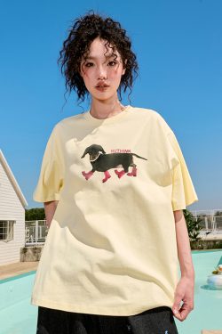 Trendy Sausage Dog Short Sleeve T-Shirt for Couples - American Vintage Loose Fit, Unisex, Summer 2025 Style, Perfect for 90s & Y2K Lovers