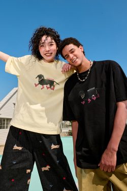 Trendy Sausage Dog Short Sleeve T-Shirt for Couples - American Vintage Loose Fit, Unisex, Summer 2025 Style, Perfect for 90s & Y2K Lovers