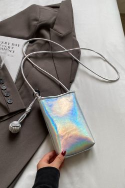 Trendy Silver Crossbody Phone Bag for Women, Lightweight Mini Bag with Unique Texture for Summer 2025 Fashion