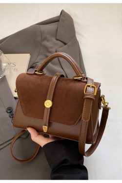 Trendy Suede Patchwork Crossbody Bag for Women - Versatile Small Commuter Design for Spring-Summer 2025