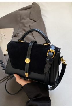 Trendy Suede Patchwork Crossbody Bag for Women - Versatile Small Commuter Design for Spring-Summer 2025