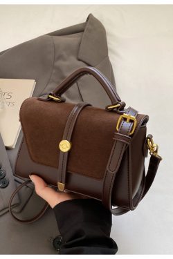 Trendy Suede Patchwork Crossbody Bag for Women - Versatile Small Commuter Design for Spring-Summer 2025