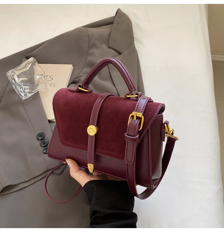 Trendy Suede Patchwork Crossbody Bag for Women - Versatile Small Commuter Design for Spring-Summer 2025 Trendy Suede Patchwork Crossbody Bag for Women - Versatile Small Commuter Design for Spring-Summer 2025