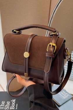 Trendy Suede Patchwork Crossbody Bag for Women - Versatile Small Commuter Design for Spring-Summer 2025