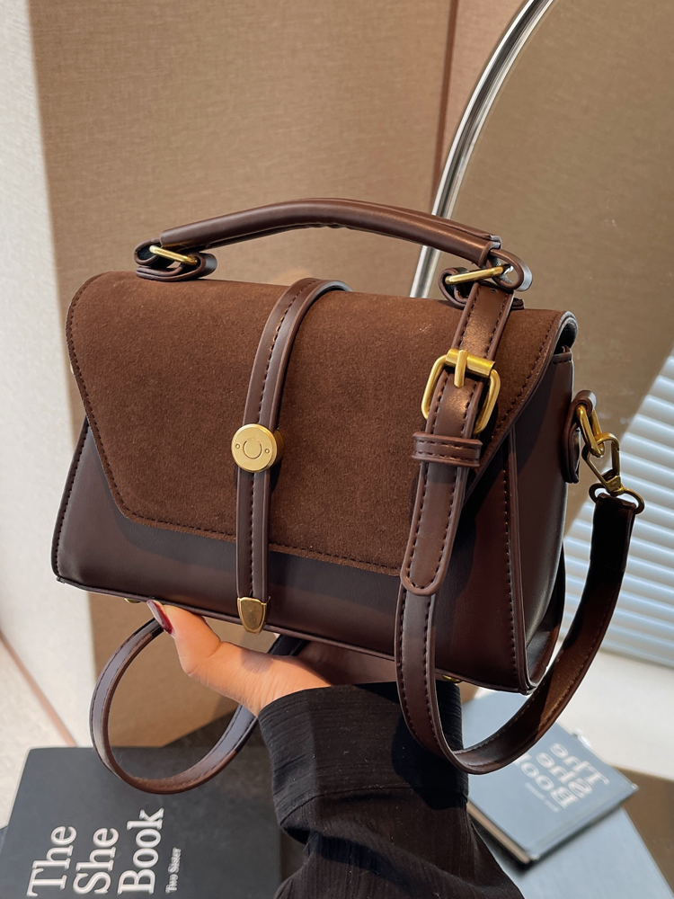 Trendy Suede Patchwork Crossbody Bag for Women - Versatile Small Commuter Design for Spring-Summer 2025 Trendy Suede Patchwork Crossbody Bag for Women - Versatile Small Commuter Design for Spring-Summer 2025