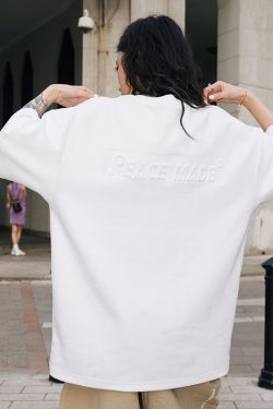 Trendy Suede Short-Sleeve T-Shirt with Steel Stamp, Unisex Loose Fit National Style Tee, Casual Fashion for Men and Women