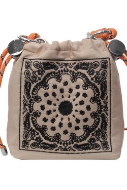 Trendy Summer 2025 Embroidered Khaki Bucket Bag for Women, Nylon Crossbody Phone Bag, Y2K Style