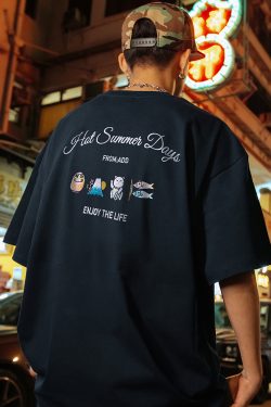 Trendy Summer Embroidered Letter Short Sleeve T-Shirt for Men and Women - Loose Fit Heavyweight Tee - Y2K Style 2025