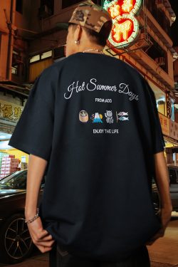 Trendy Summer Embroidered Letter Short Sleeve T-Shirt for Men and Women - Loose Fit Heavyweight Tee - Y2K Style 2025