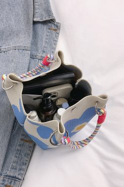 Trendy Summer Embroidered Purple Bucket Tote Bag for Women - Fresh 2025 Phone Bag, Cute Design, Fashionable Accessory