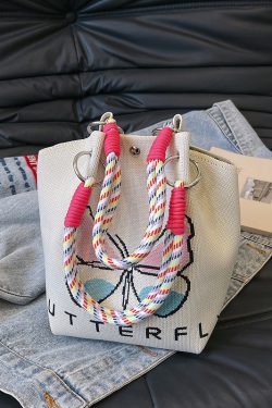 Trendy Summer Embroidered Purple Bucket Tote Bag for Women - Fresh 2025 Phone Bag, Cute Design, Fashionable Accessory