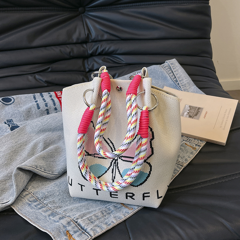 Trendy Summer Embroidered Purple Bucket Tote Bag for Women - Fresh 2025 Phone Bag, Cute Design, Fashionable Accessory Trendy Summer Embroidered Purple Bucket Tote Bag for Women - Fresh 2025 Phone Bag, Cute Design, Fashionable Accessory