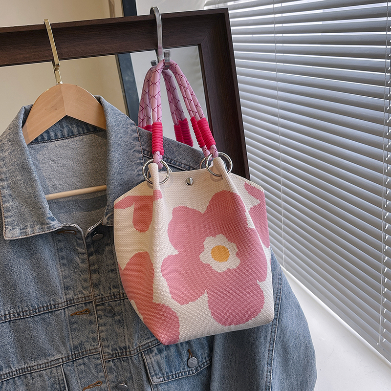 Trendy Summer Embroidered Purple Bucket Tote Bag for Women - Fresh 2025 Phone Bag, Cute Design, Fashionable Accessory Trendy Summer Embroidered Purple Bucket Tote Bag for Women - Fresh 2025 Phone Bag, Cute Design, Fashionable Accessory