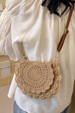 Trendy Summer Woven Shoulder Bag for Women - Casual Knitted Saddle Bag, Versatile Fashion Accessory 2025