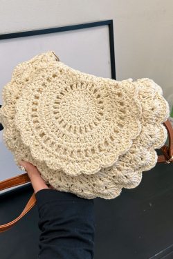 Trendy Summer Woven Shoulder Bag for Women - Casual Knitted Saddle Bag, Versatile Fashion Accessory 2025