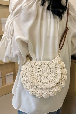 Trendy Summer Woven Shoulder Bag for Women - Casual Knitted Saddle Bag, Versatile Fashion Accessory 2025