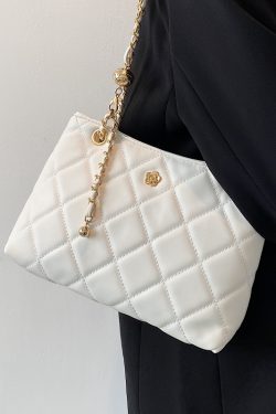 Trendy Women's Crossbody Bag - Large Capacity Diamond Pattern Shoulder Bag for Spring/Summer 2025, Versatile Chain Design