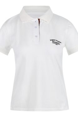 Trendy Women's Polo Shirt with Slogan Letter Embroidery and Plaid Splicing - Summer Fashion Essential for Casual Style