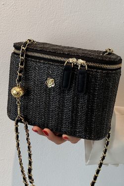 Trendy Woven Chain Crossbody Bag for Women - Small Square Design, Perfect for Spring Summer 2025, Versatile Beach Vacation Style