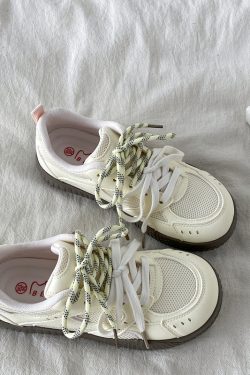 Trendy Yellow Breathable Mesh Sneakers for Women, Summer Sports Casual Shoes, 90s Inspired Non-Collision Style Training Footwear