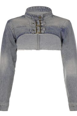 Ultra-Short Denim Vest Jacket for Women - Street Style Hot Girl Design with Stand Collar - Trendy Autumn Fashion Outerwear