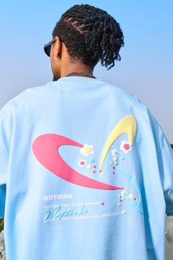 Unisex Heavyweight Dopamine Print Short-Sleeve T-Shirt for Couples - American Streetwear Summer 2025 Style