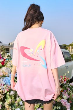 Unisex Heavyweight Dopamine Print Short-Sleeve T-Shirt for Couples - American Streetwear Summer 2025 Style