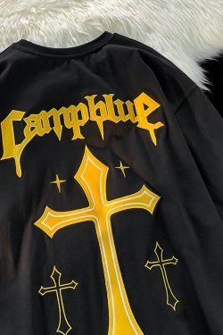 Unisex Hip-Hop Cross Short Sleeve T-Shirt - American Street Style, Plus Size, Loose Fit, Pure Cotton Couple Top