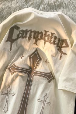 Unisex Hip-Hop Cross Short Sleeve T-Shirt - American Street Style, Plus Size, Loose Fit, Pure Cotton Couple Top