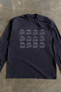 Unisex Long Sleeve T-Shirt - 280g Heavyweight Calendar-Themed Base Shirt - Simple Couple Outfit for Charitable Events