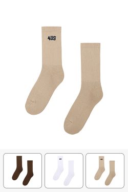 Unisex Mid-Calf Long Socks with Logo Letter Design - National Trend, Pure Cotton, Towel Bottom, 2023 Fashion Essential