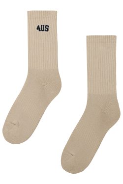 Unisex Mid-Calf Long Socks with Logo Letter Design - National Trend, Pure Cotton, Towel Bottom, 2023 Fashion Essential