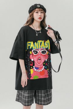 Unisex Plus Size American Retro Hip-Hop Graffiti Printed Short Sleeve T-Shirt - Loose Fit Pure Cotton Couple Top