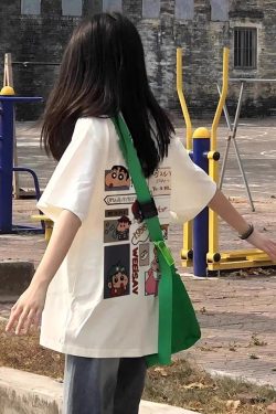 Unisex Pure Cotton American Retro Cartoon Short Sleeve T-Shirt, Plus Size, Loose-Fitting Casual Couple Top, Y2K Style