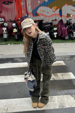 Unisex Retro Color-Block Brushed Plaid Long Sleeve Shirt Jacket - American Style Loose Fit for Summer Couples