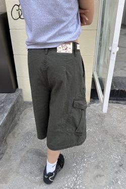 Unisex Vintage Distressed Work Shorts - American Style, Adjustable, Multi-Pocket, Summer Essential, 90s Inspired Fashion