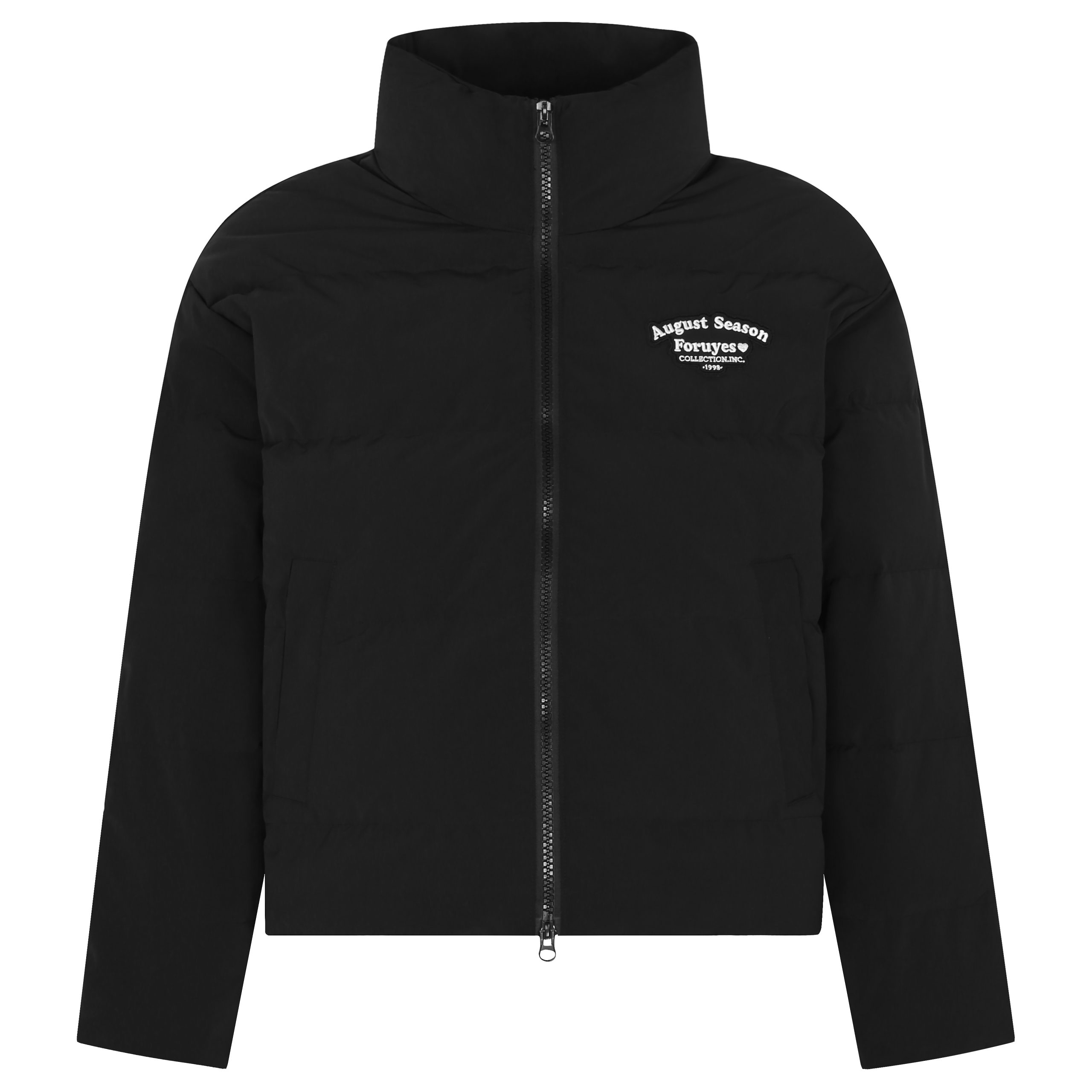 Unisex White Duck Down Jacket with Embroidered Slogan, Stand Collar, Loose Fit - Trendy Winter Coat for Men and Women Unisex White Duck Down Jacket with Embroidered Slogan, Stand Collar, Loose Fit - Trendy Winter Coat for Men and Women