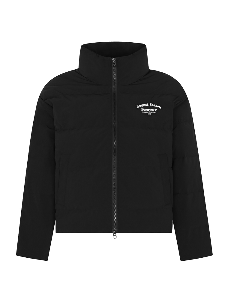 Unisex White Duck Down Jacket with Embroidered Slogan, Stand Collar, Loose Fit - Trendy Winter Coat for Men and Women Unisex White Duck Down Jacket with Embroidered Slogan, Stand Collar, Loose Fit - Trendy Winter Coat for Men and Women