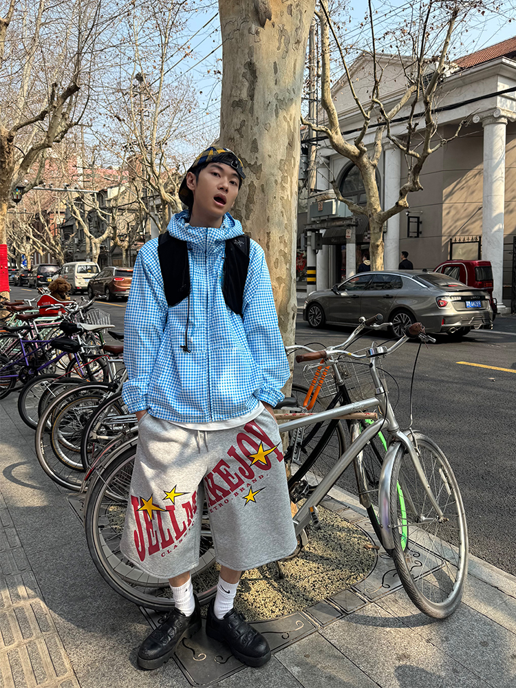 Unisex Wide-Leg Seven-Point Pants with Vintage Star Letter Print - Casual Loose Fit Summer Shorts Unisex Wide-Leg Seven-Point Pants with Vintage Star Letter Print - Casual Loose Fit Summer Shorts