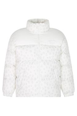 Unisex Winter Thick Cotton Jacket with Leopard Print Splicing and Slogan Embroidery - Trendy National Style Outerwear